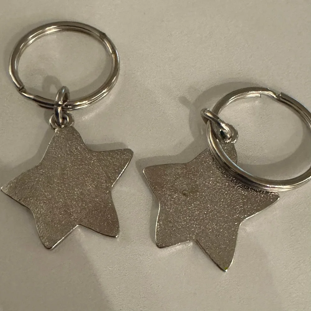 Friends Star Keychain Set Glitter Sparkle BFF Gift Blue‎ Silver Tone